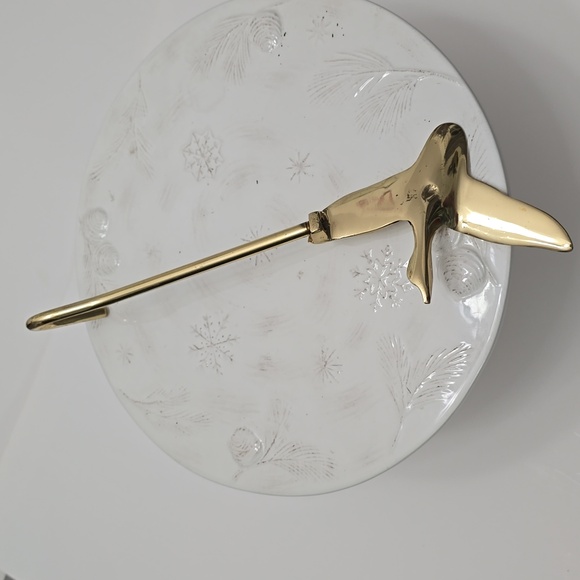 Vintage All Brass Duck Damper Flue Pull Hook Hanger Fireplace Opener Cabin Decor - Picture 3 of 13